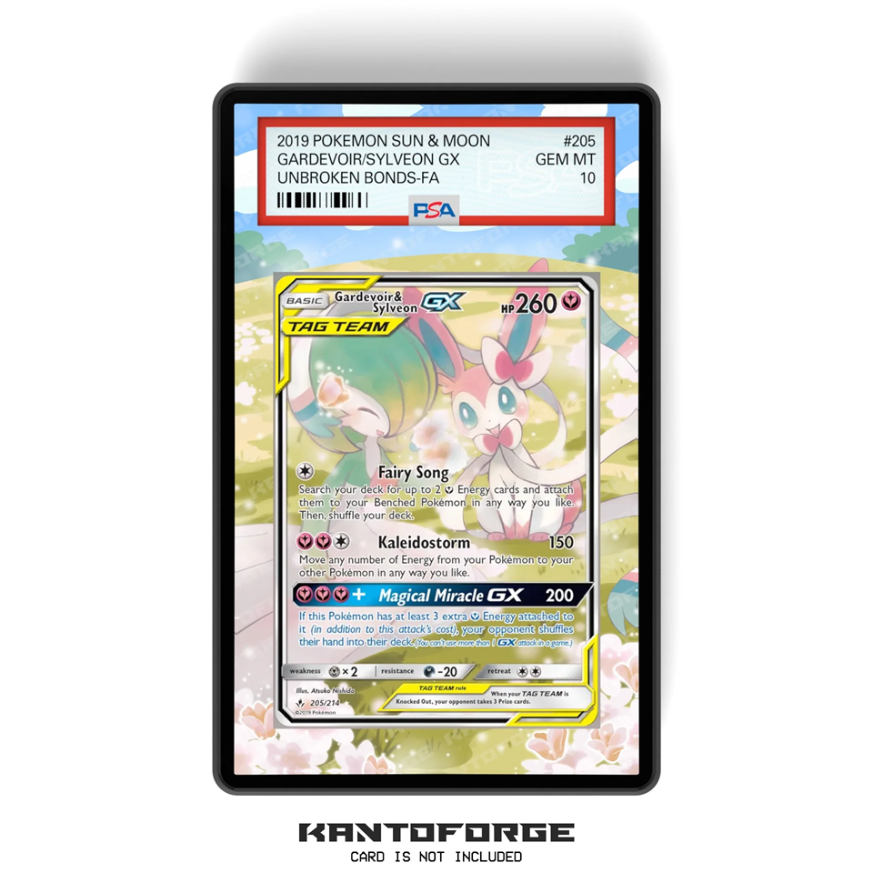 Gardevoir & Sylveon GX 205/214 - PSA Size Graded Card Case Extended Artwork Display with GradeGuardian Protection